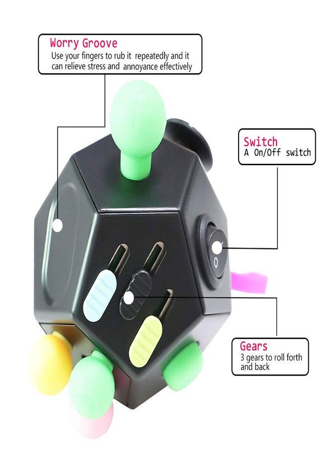 UOOEFUN Fidget Toys,Quality Dodecagon 12 Sided Cube Toys Relief Stress Anxiety and Depression Anti ADD, ADHD, OCD, Autism Boys Girls (Black & Mix Colors) - Image 3